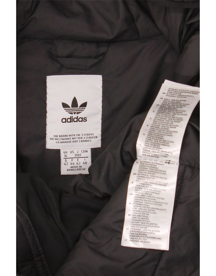 Jachetă căptușită cu glugă Adidas pentru femei UK 16 Poliester negru mare