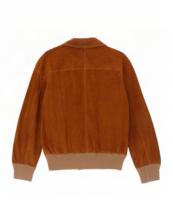Jachetă vintage pentru bărbați din piele intoarsa UK 12 Medium Bej Colorblock