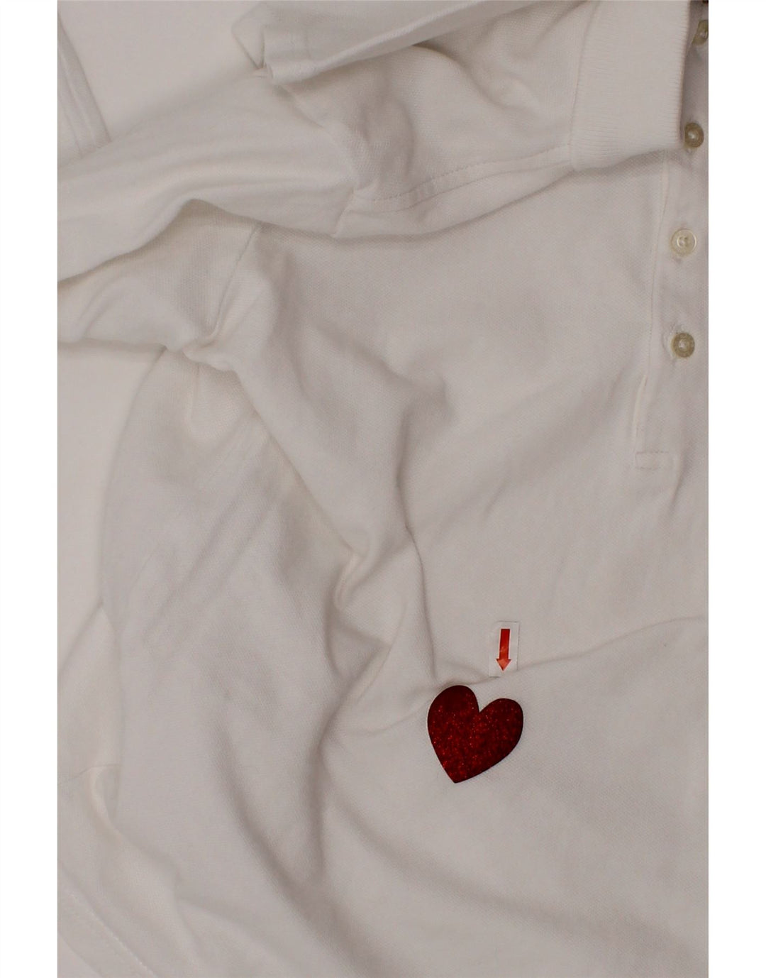 POLO RALPH LAUREN Tricou Polo Fete 12-13 Ani Inimă Mare Bumbac Alb