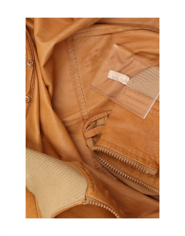 Bomber vintage pentru bărbați din piele intoarsa UK 36 Mic din piele maro