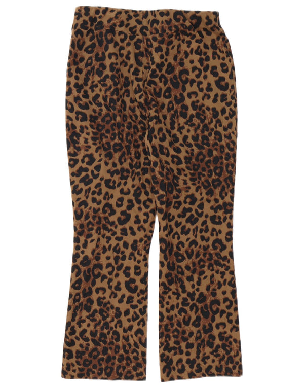 Pantaloni Zara Femei Bootcut Mari L30 L27 Maro Bumbac Animal Print