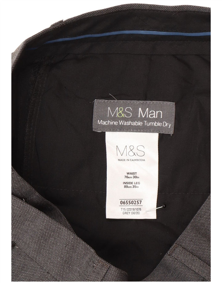 Marks & Spencer Pantaloni drepți pentru bărbați L30 L35 Poliester gri