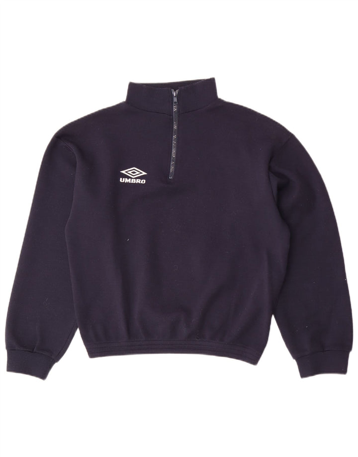 Pulover pentru bărbați Umbro Crop, cu fermoar, cu gât, bleumarin, mic