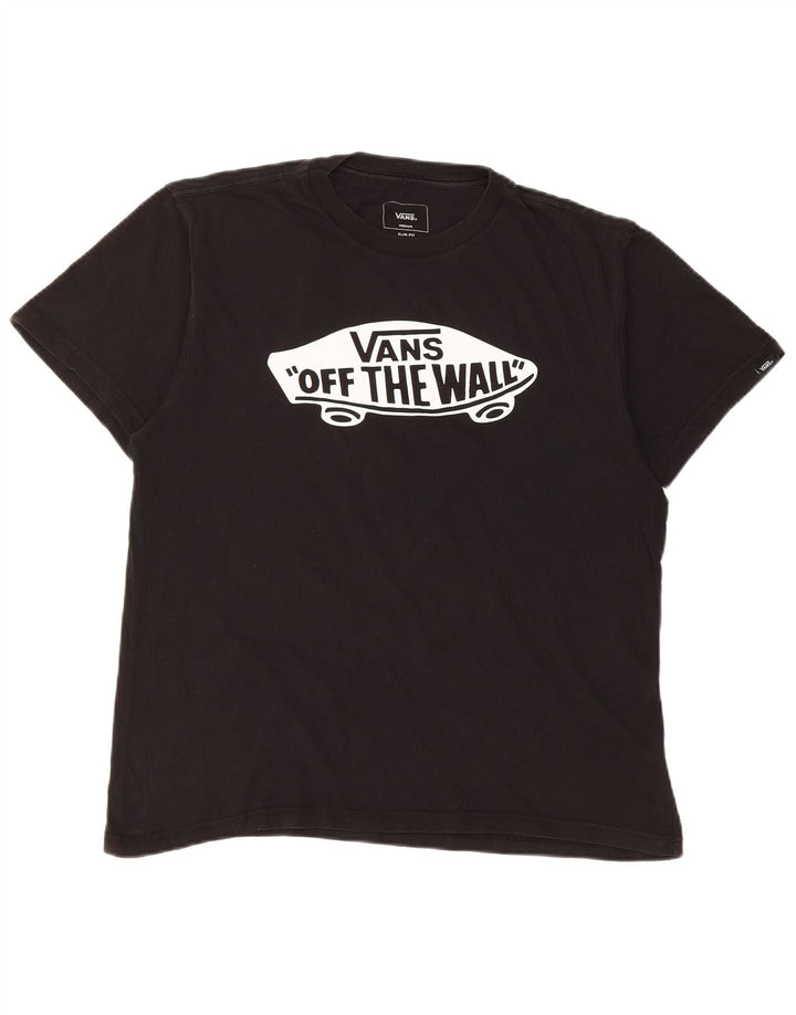 Tricou grafic Vans Slim Fit Top, bumbac mediu negru