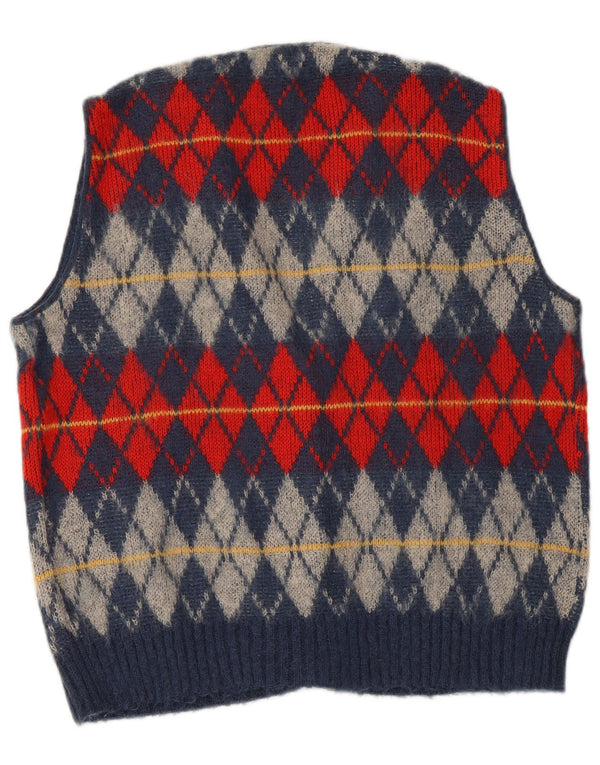 Pulover cardigan vintage pentru femei US 12 mare bleumarin Argyle/Diamond