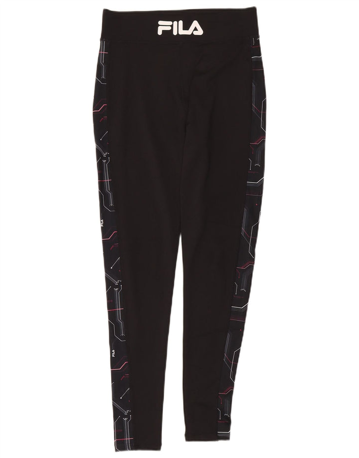 Leggings cu grafic pentru femei Fila UK 12 Medium Black Geometric Poliester