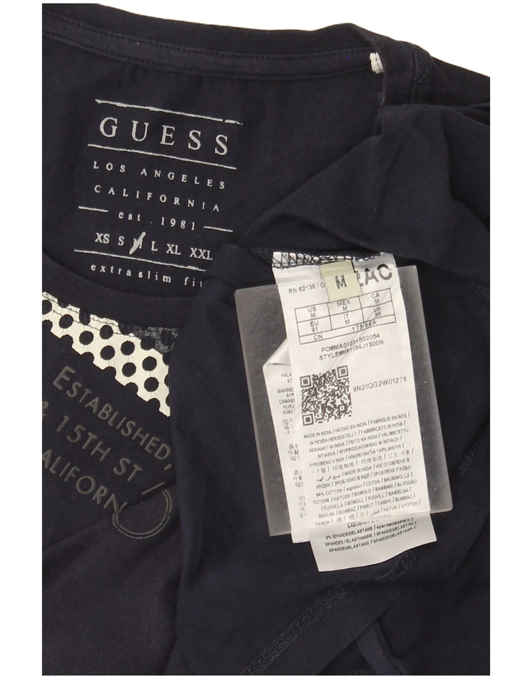 Tricou grafic pentru bărbați Guess Extra Subțire Top mediu din bumbac bleumarin