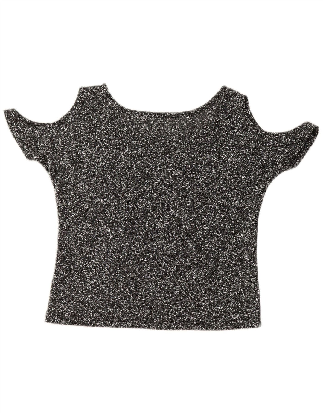 VINTAGE Top cu umeri decupați pentru femei UK 12 Medium Gri Flecked Butterfly