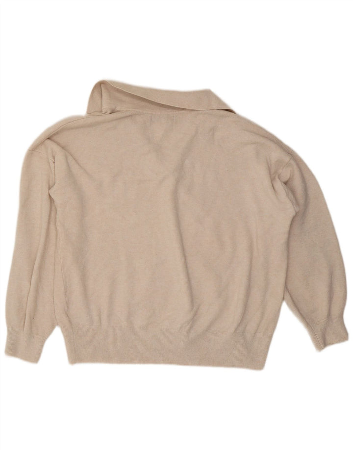 Marks & Spencer Pulover supradimensionat cu gât polo pentru femei UK 16 Large Bej
