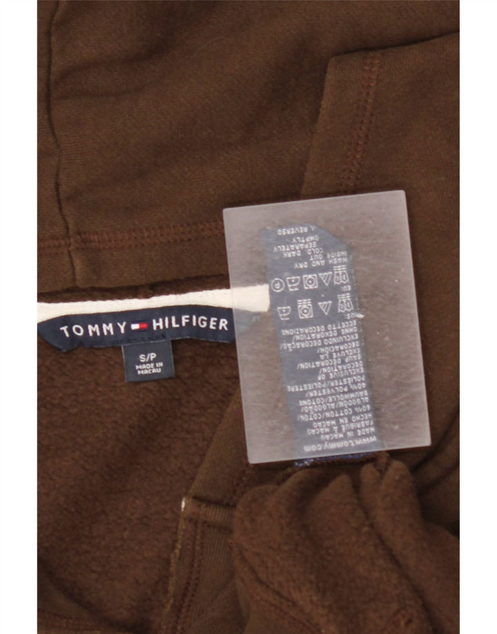 TOMMY HILFIGER Pulover supradimensionat cu capota cu grafic pentru femei UK 10 Mic Maro