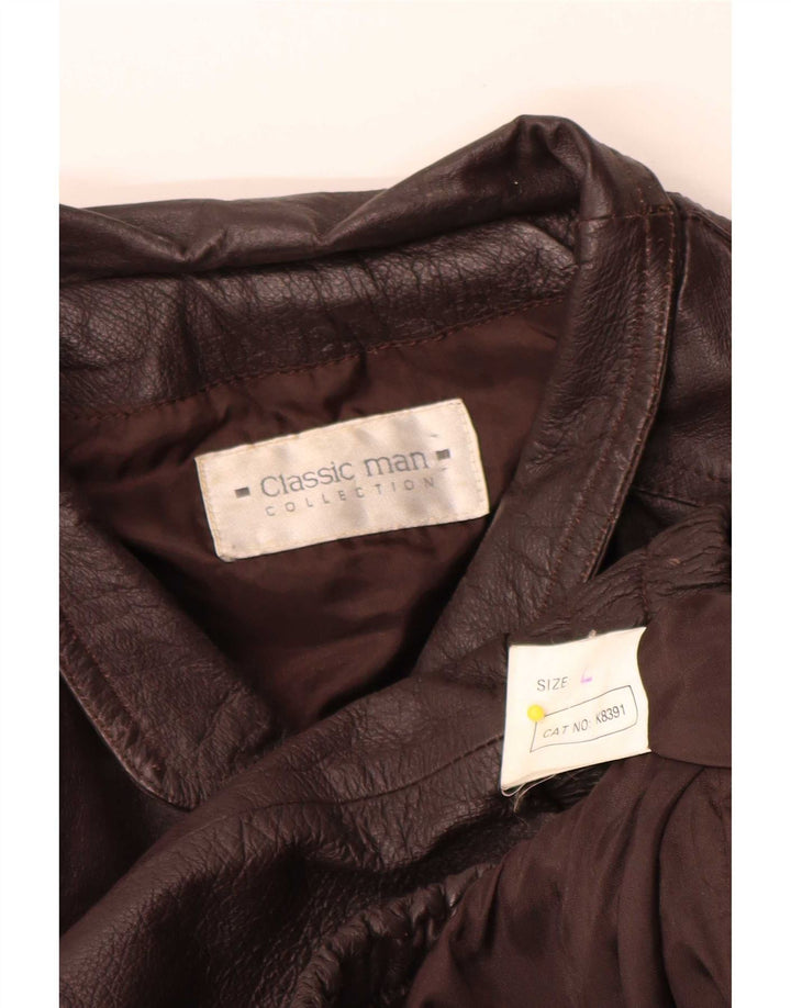 Jachetă de piele vintage pentru bărbați UK 40 mare maro