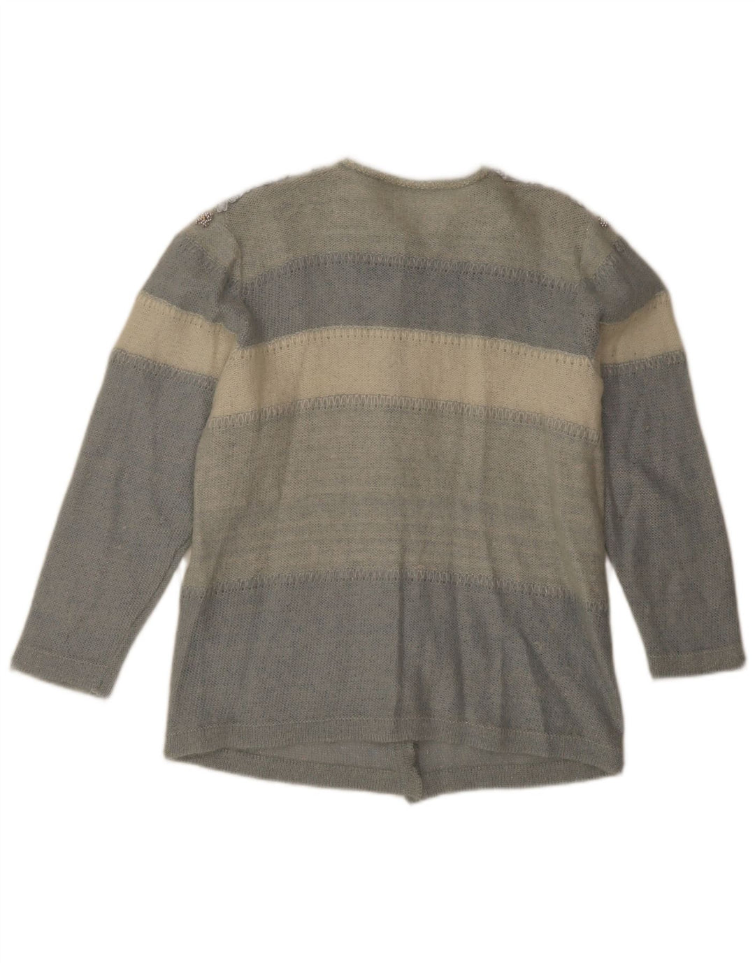 Pulover Cardigan Vintage pentru femei UK 12 Medium Blue Colorblock