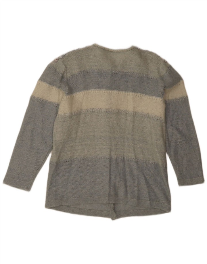 Pulover Cardigan Vintage pentru femei UK 12 Medium Blue Colorblock