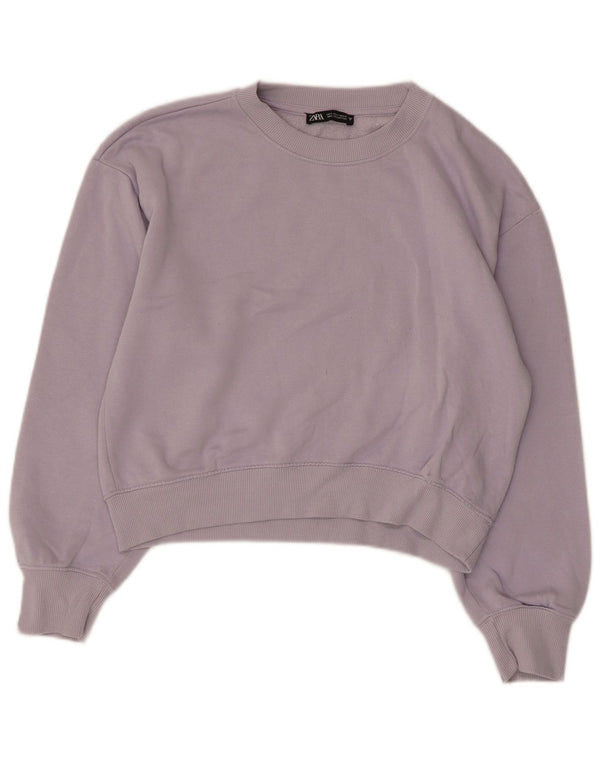 Pulover Oversized Crop pentru Damă Zara UK 10 Bumbac Violet Mic
