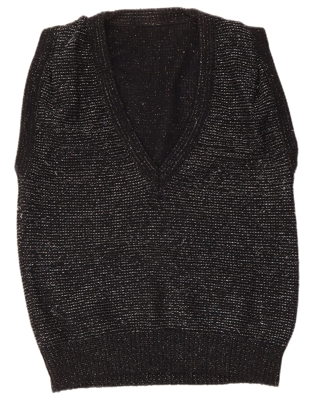 VINTAGE Vestă de damă Tank Top EU 40/42 Mediu Negru cu pete acrilice