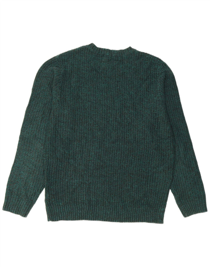 Pulover pentru bărbați Marks & Spencer, cu gât roșu, acrilic cu pături verde mediu