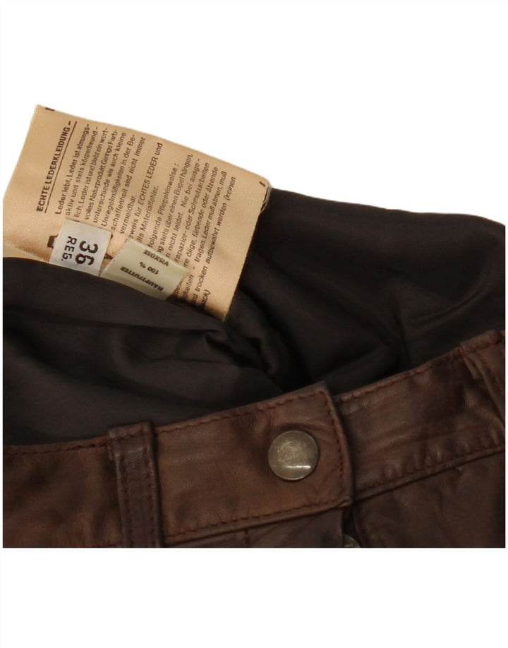 VINTAGE Pantaloni drepti din piele pentru femei EU 36 Small W28 L30 Piele maro