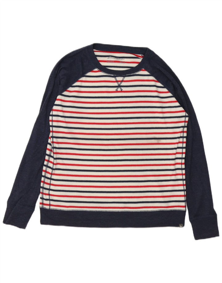 Hanorac pentru femei Eddie Bauer Pulover UK 16 mare, albastru bleumarin, bumbac cu dungi
