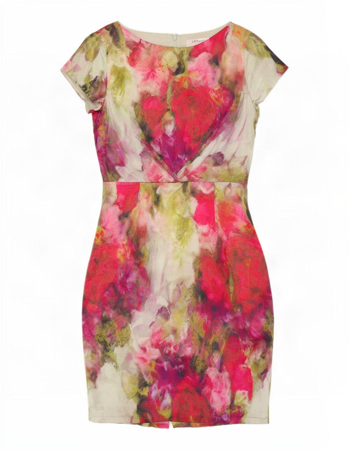 L.K. Rochie Bennett pentru femei UK 12 Mătase florală multicoloră medie