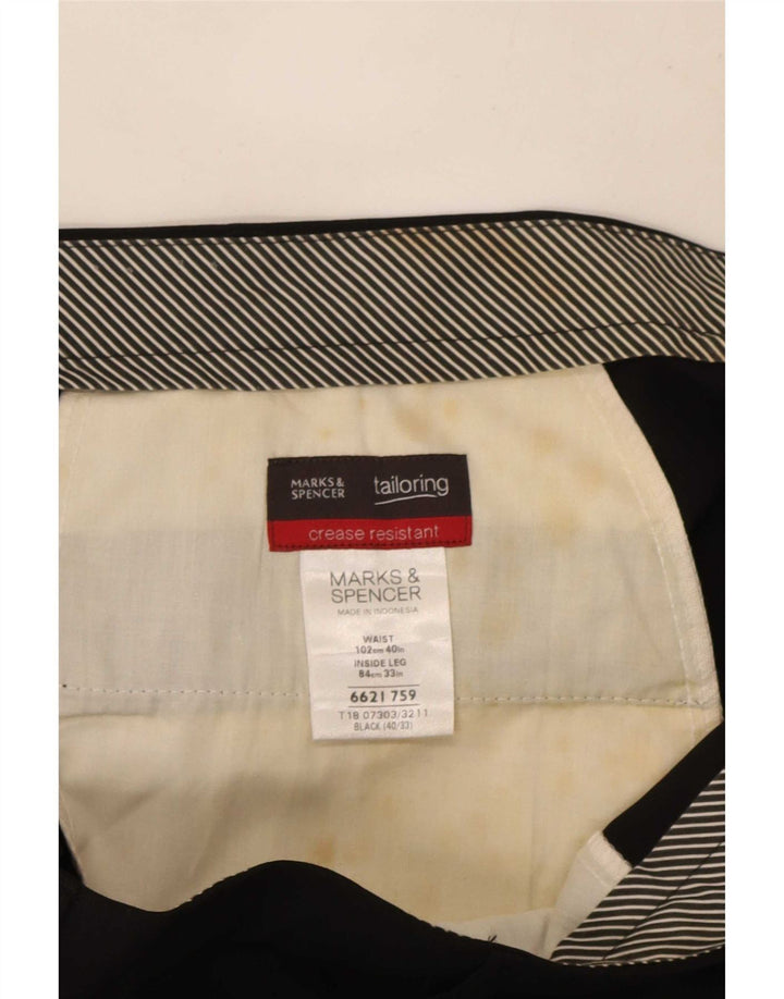 Pantaloni de costum pentru bărbați Marks & Spencer L40 L33 Poliester negru