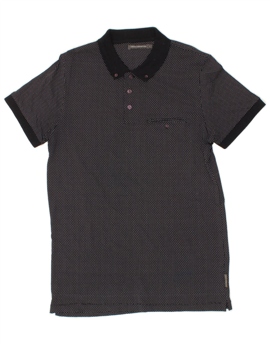FRENCH CONNECTION Mens Polo Shirt Large Navy Blue Polka Dot Cotton Vintage French Connection and Second-Hand French Connection from Messina Hembry 