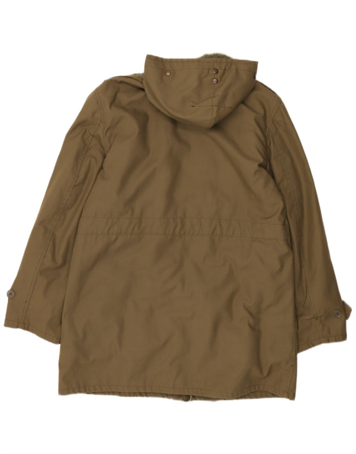 Jachetă parka cu glugă vintage pentru bărbați UK 40, mare, kaki, poliester