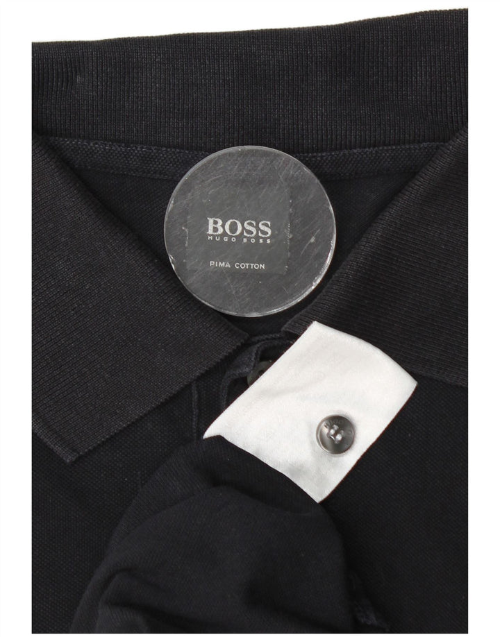 Cămașă polo pentru bărbați Hugo Boss, mare din bumbac bleumarin