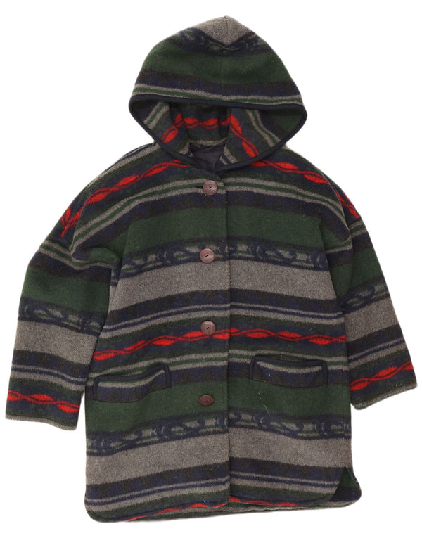 Pardesiu supradimensionat vintage pentru femei UK 16, mare, multicolor, cu dungi acrilice