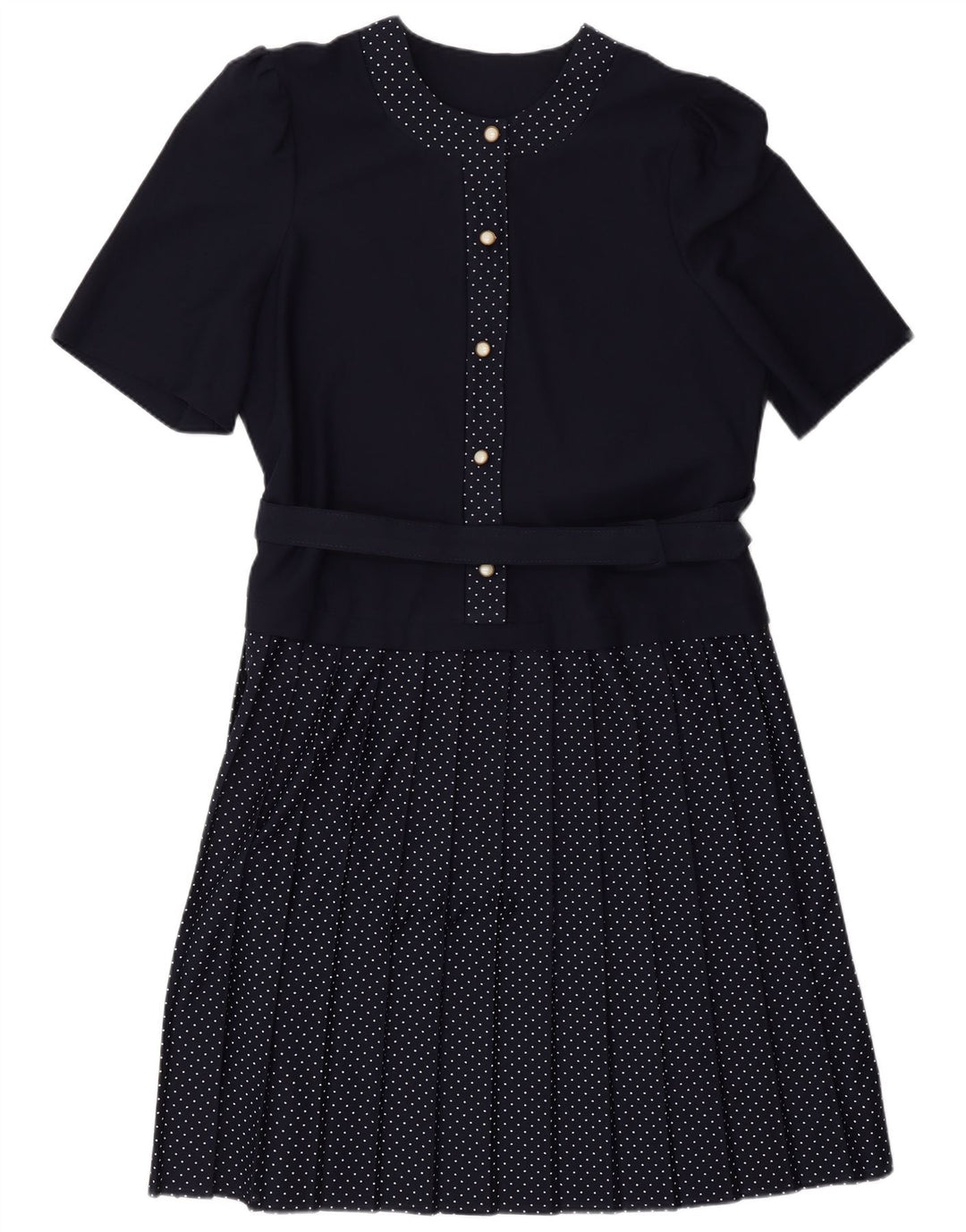 VINTAGE Rochie A-Line pentru femei UK 16 mare, bleumarin, poliester cu pete