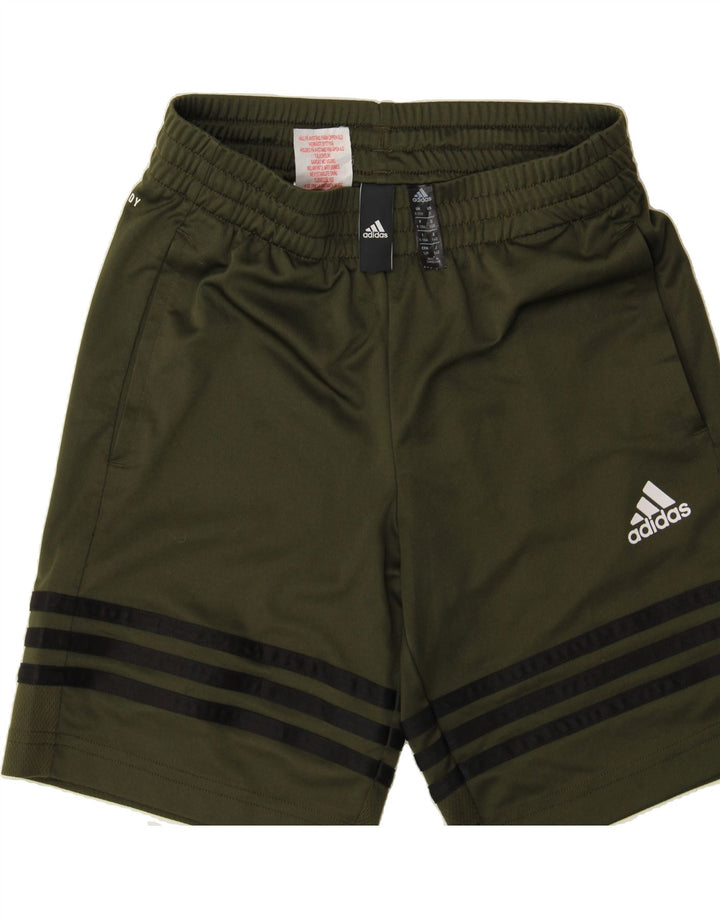 ADIDAS Boys Bermuda Sport Shorts 9-10 Years Green Polyester Vintage Adidas and Second-Hand Adidas from Messina Hembry 
