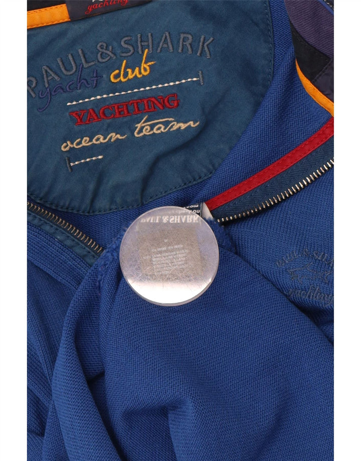 Pulover pentru bărbați PAUL & SHARK pentru iahting, cu fermoar și gât, lână virgină albastră medie