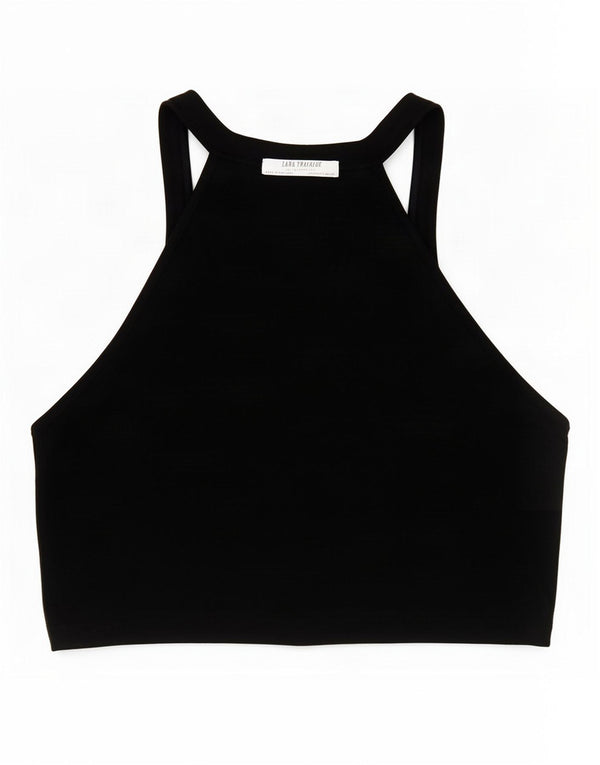 Top Crop Halter pentru femei Zara UK 8 Small Black