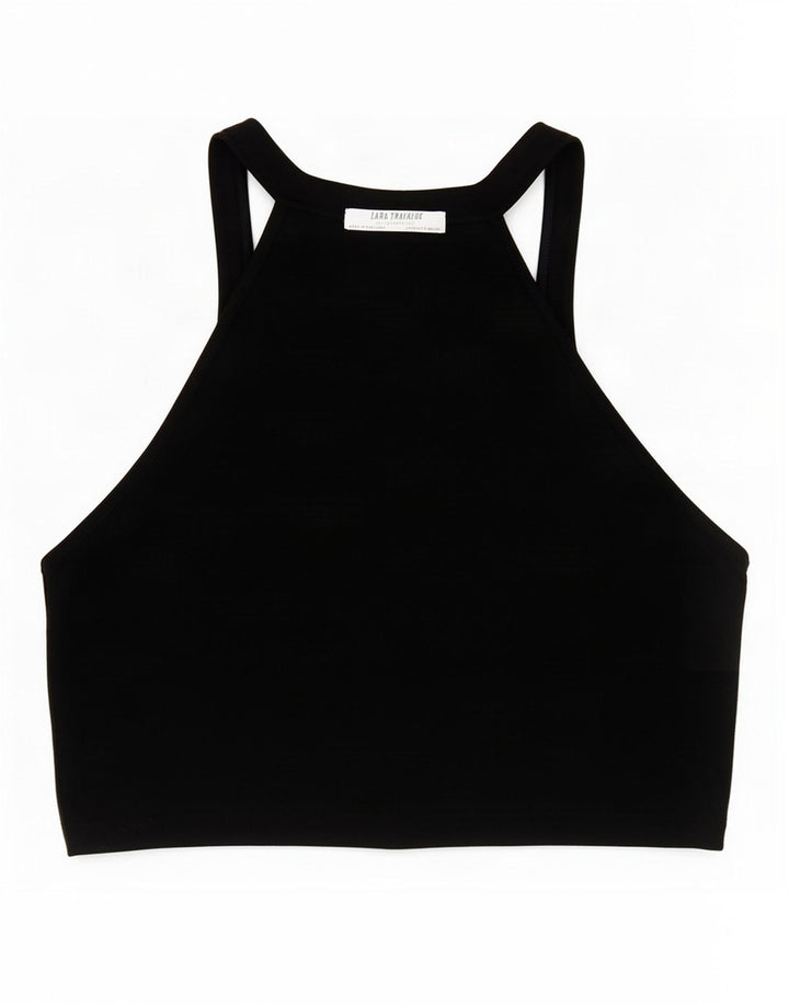 Top Crop Halter pentru femei Zara UK 8 Small Black