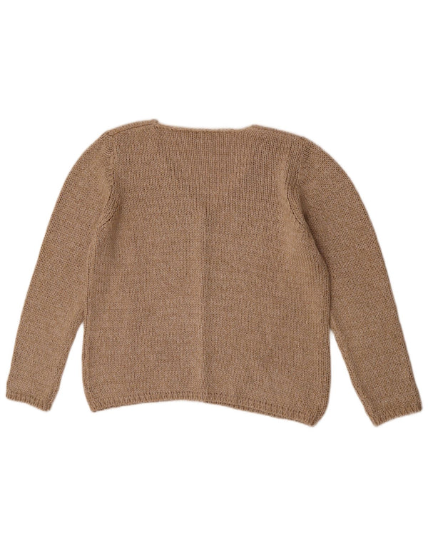 Pulover Cardigan Vintage pentru Damă UK 14 Medium Bej Bumbac