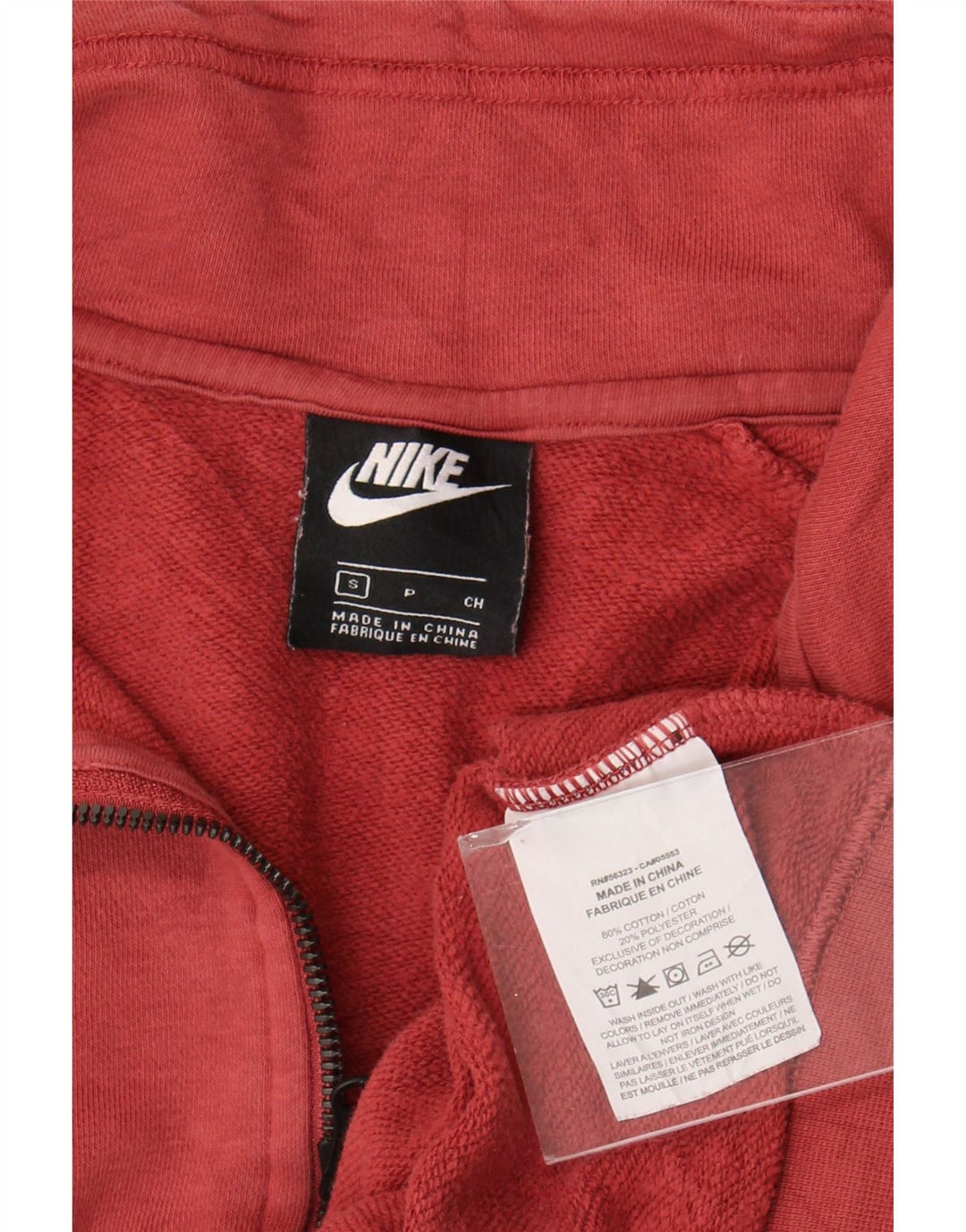 Pulover Nike pentru femei, supradimensionat, cu fermoar și gât, UK 10 Mic Bordeaux