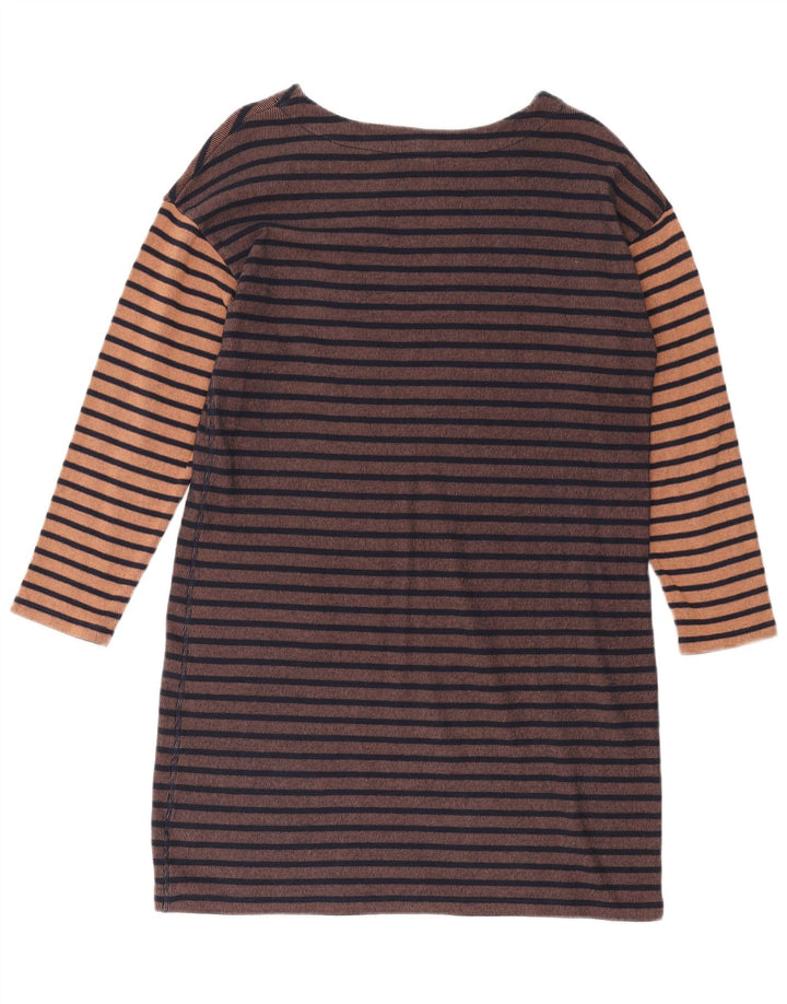 WHITE STUFF Rochie cu mânecă lungă pentru femei UK 14, mare, cu dungi maro