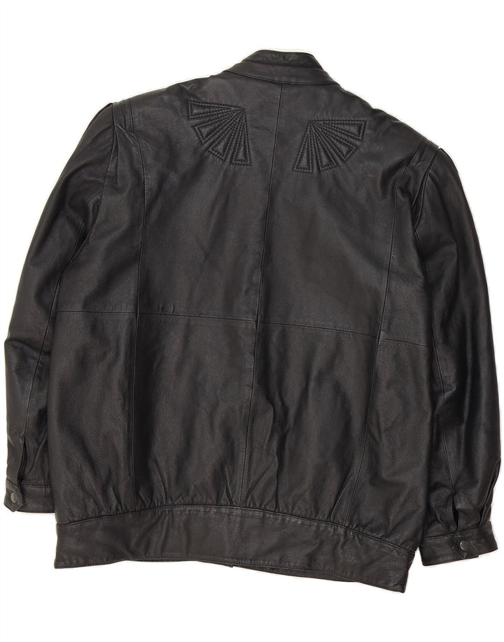 CANADA Womens Oversized Leather Jacket EU 40 Medium Black Leather Vintage Canada and Second-Hand Canada from Messina Hembry 