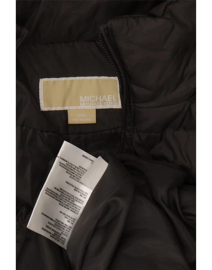 MICHAEL KORS Womens Hooded Padded Jacket UK 14 Medium Grey Polyester