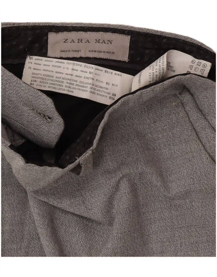 Pantaloni de costum slim pentru bărbați Zara EU 46 XL W36 L33 Gri Poliester