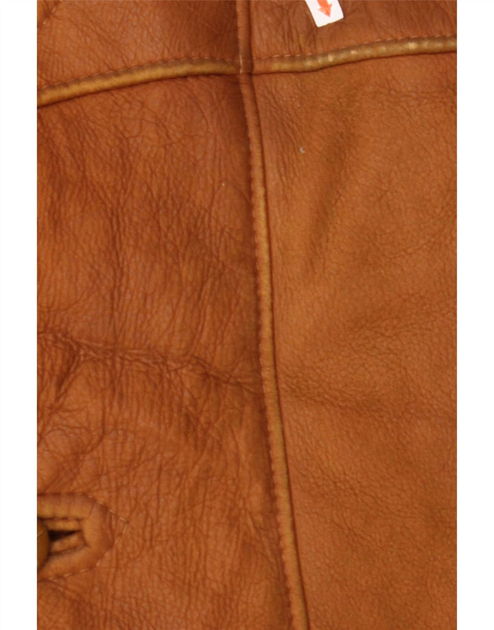MABRUN Jachetă din shearling pentru bărbați UK 36 Mic din piele maro
