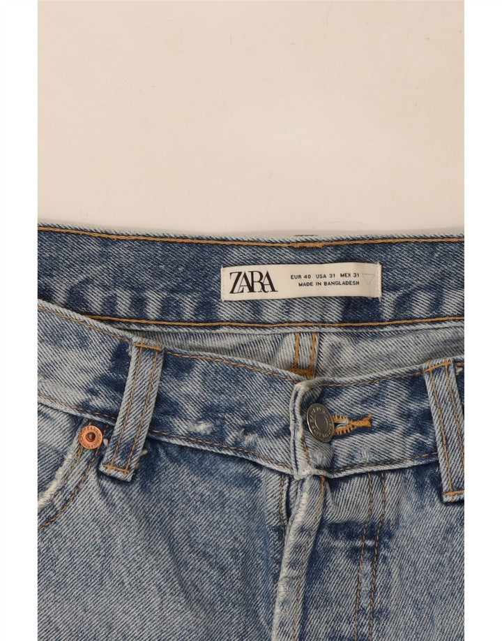 Pantaloni scurți din denim învechit ZARA pentru bărbați W31, bumbac albastru mediu
