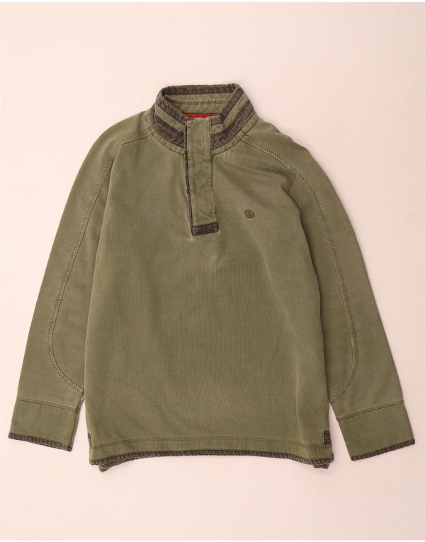 FAT FACE Mens Button Neck Sweatshirt Jumper Large Khaki Cotton
