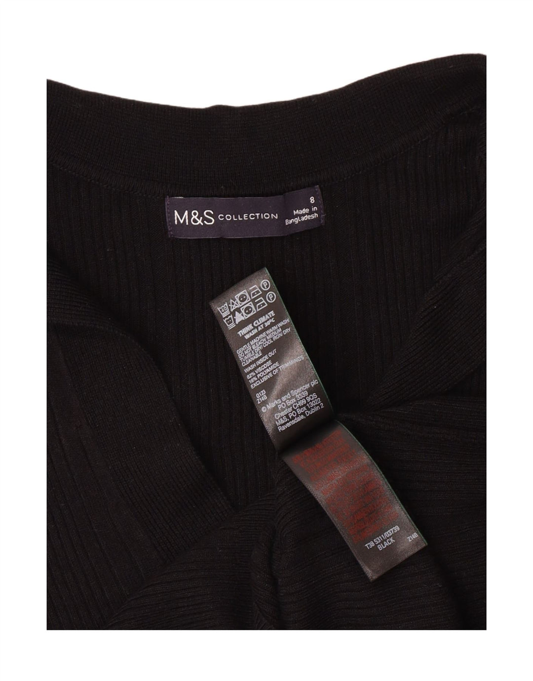MARKS & SPENCER Pulover cu gât polo pentru femei UK 8 Small Black Viscose