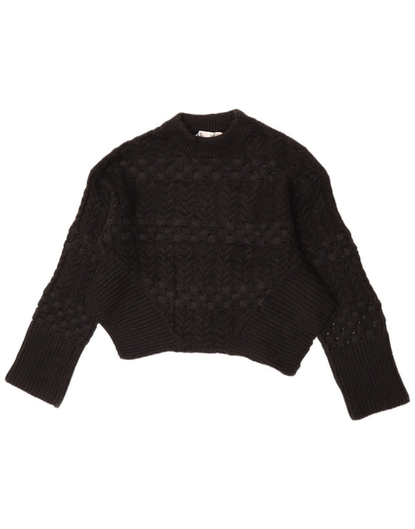 Pulover de damă Zara Crop Crew Deck Pulover UK 10 Mic Negru Geometric