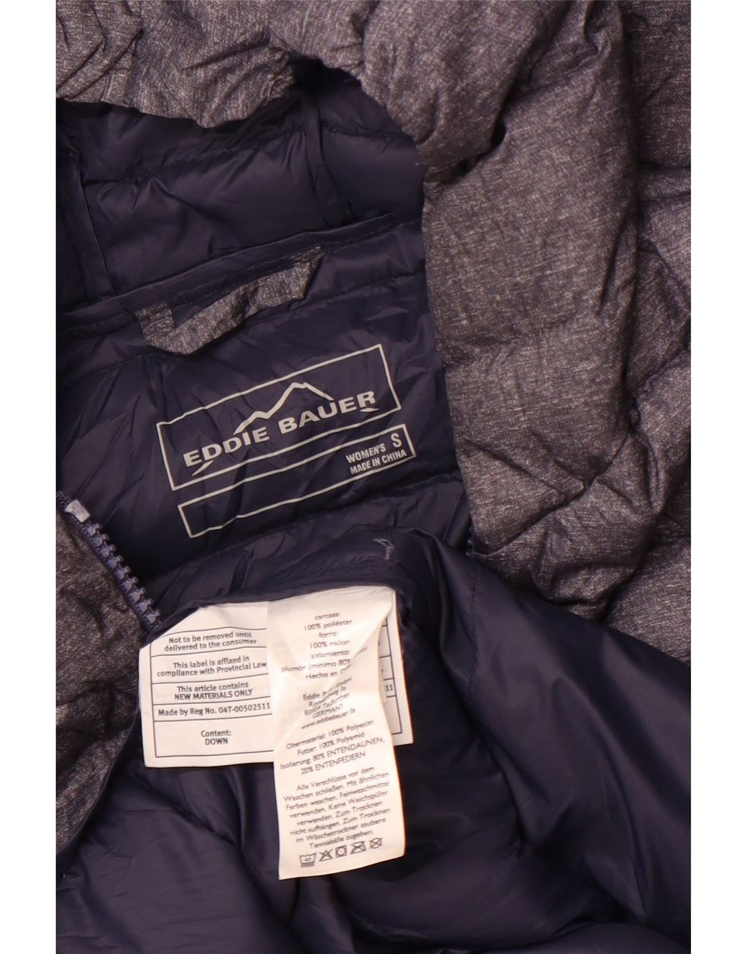 EDDIE BAUER Palton căptușit cu glugă pentru femei UK 10 Poliester bleumarin mic