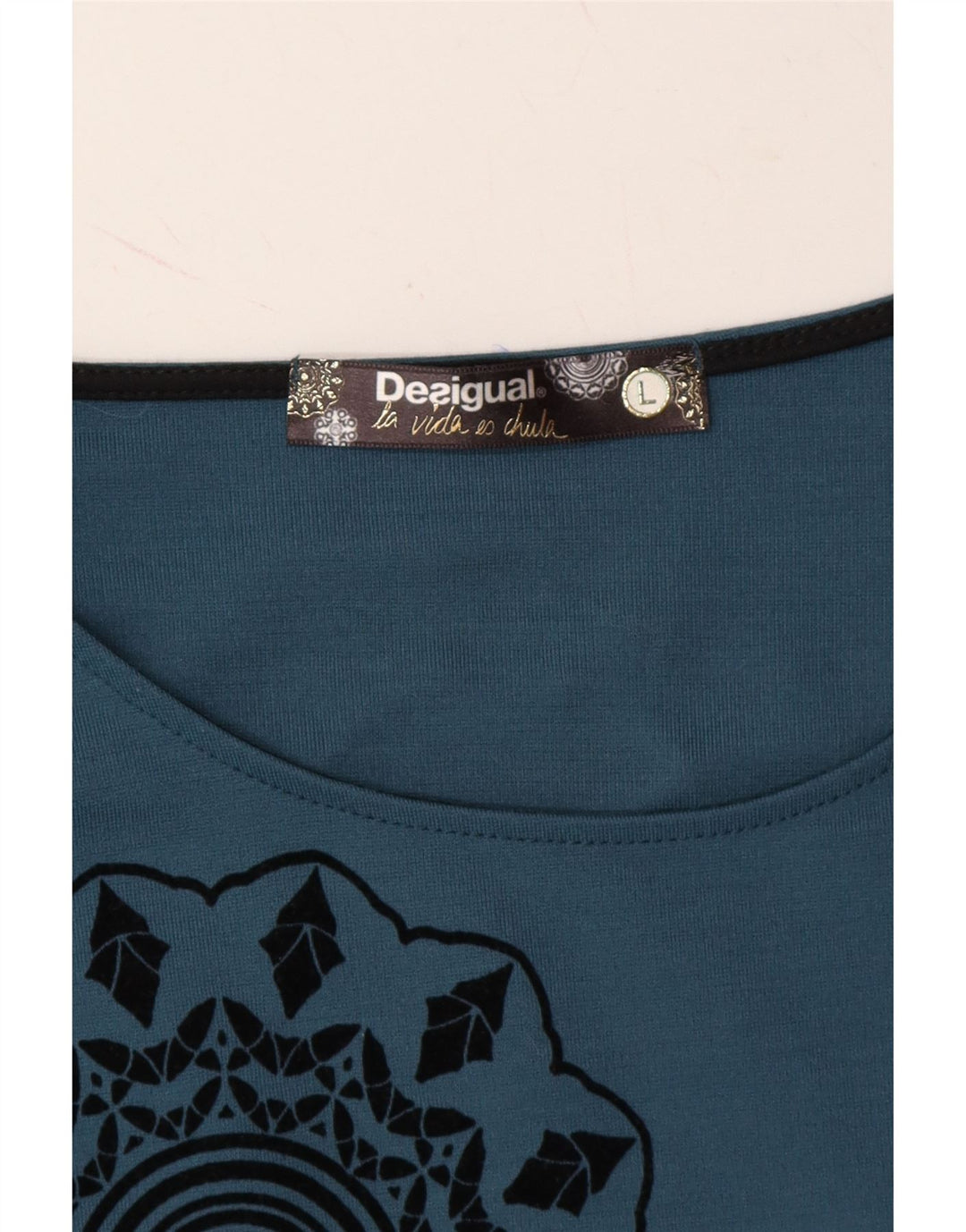 DESIGUAL Womens Graphic Sheath Dress UK 14 Large Blue Vintage Desigual and Second-Hand Desigual from Messina Hembry 