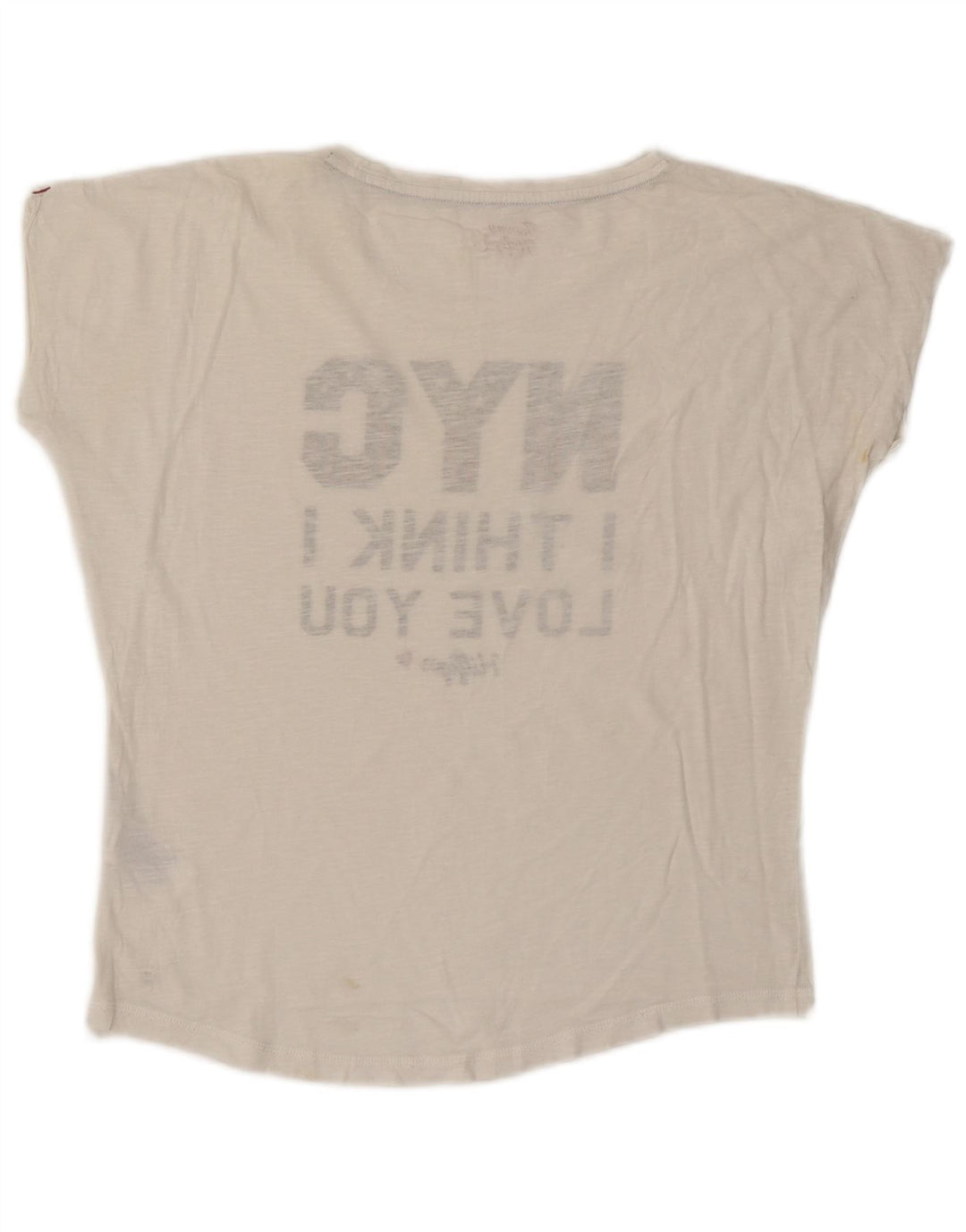 TOMMY HILFIGER Tricou grafic supradimensionat pentru femei Top UK 10 Small White