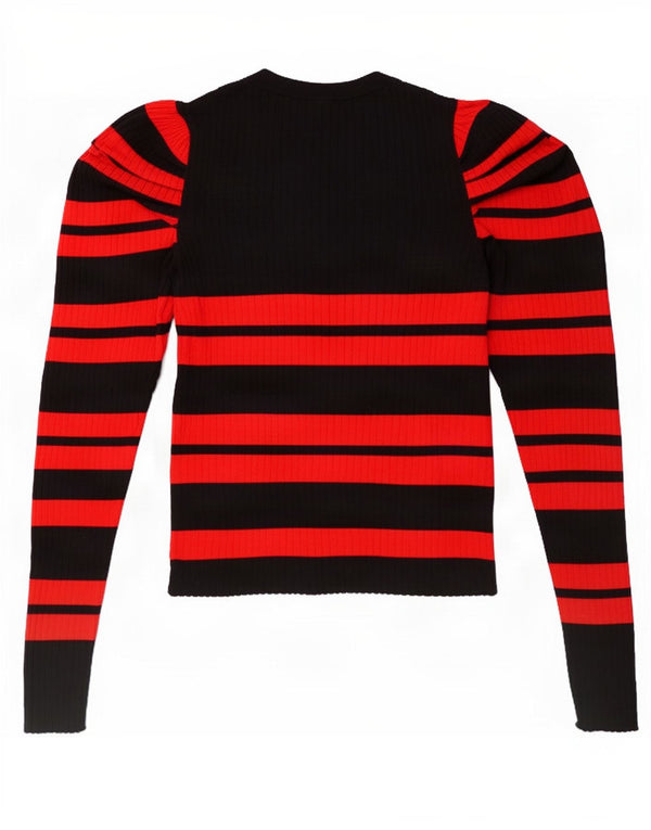 Crop Top pentru femei Zara cu mânecă lungă UK 12 Medium Black Striped Viscose