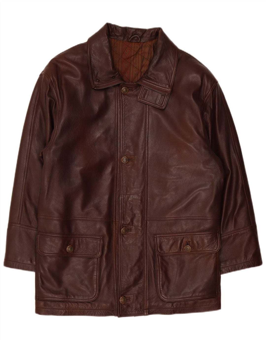 Palton din piele vintage pentru bărbați UK 38 Burgundy mediu
