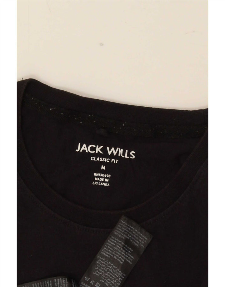 Tricou cu grafică Jack Wills pentru bărbați, cu croiala clasică, top mediu din bumbac negru